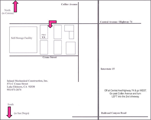Map to Inland Mechanical Construction Inc